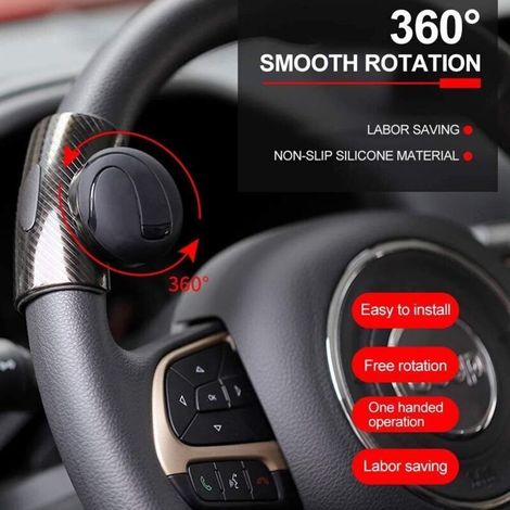 Pulsante di ritorno universale del volante per camion o auto – Nero, montaggio sicuro, rotazione fluida e silenziosa, controllo preciso