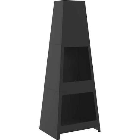 Maison Exclusive - Caminetto da Esterno Design Torre Deposito TroncNero Acciaio