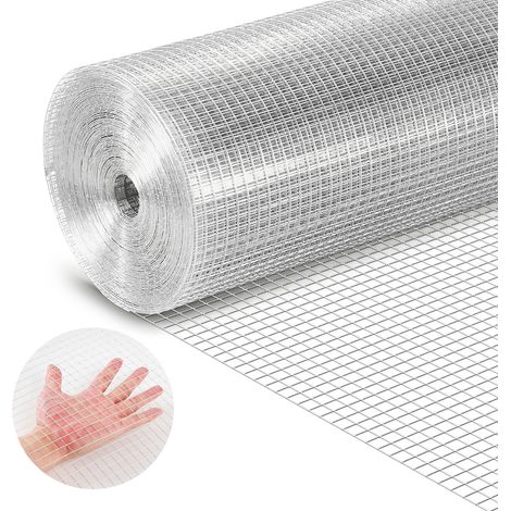 VEVOR Grillage Galvanise Maille Carree 12,7 mm, Grillage Soude en Rouleau 1,5 x 30,5 m Diametre Fil Metallique Calibre 19 pour Cloture de Jardin, Enclos a Poules, Cages a Lapin, Protection de Plantes (1/5)