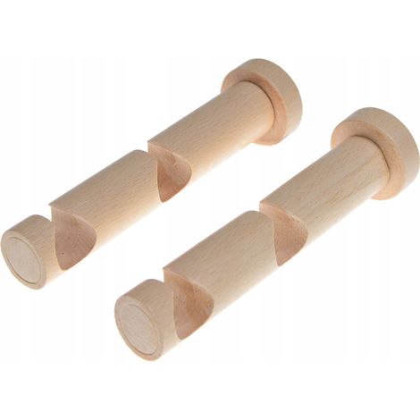 Soporte doble de madera para barra de cortina, diámetro 20 mm, pino, 2 unidades. (1/5)