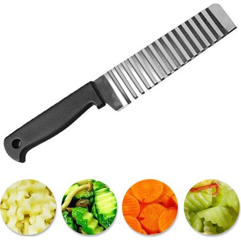 Cortadora de patatas fritas de acero inoxidable, para pasta, verduras y frutas, arrugada, cortadora ondulada, cuchillo para patatas, picadora, fabricante de patatas fritas, herramientas de corte. (1/5)