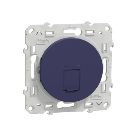 Prise RJ45 CAT5 UTP bleu cobalt grade 1 (telephone) encastré avec support (sans plaque) Odace