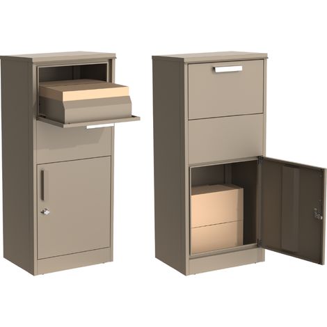Boîte aux lettres taupe avec compartiment colis – Modèle extérieur en acier galvanisé (1/5)