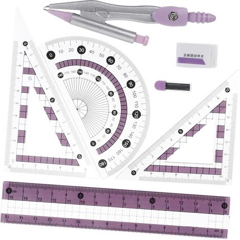 Kit de géométrie flexible avec équerre et rapporteur, précis (1/5)