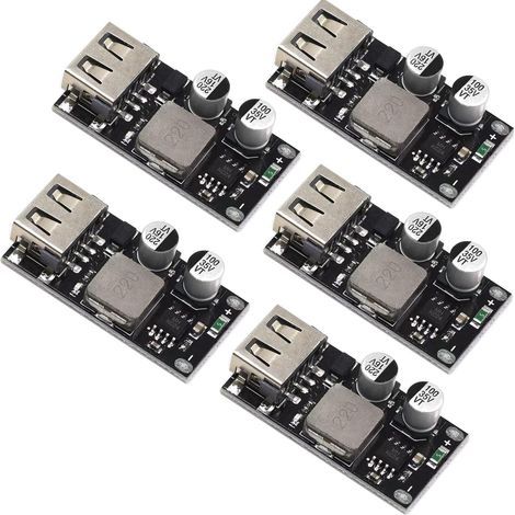 5pcs DC-DC Buck Converter,Module Abaisseur Convertisseur Buck USB,4.5-32V 12V 24V à 5V QC 3.0 Module de Charge Régulateur de Tension d'alimentation Carte de Transformateur de Tensi (1/5)