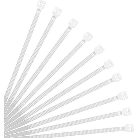 - Collier de Serrage en Nylon - Attache Câble Petit Format - Serre-Câbles - Lot de 500 Pièces (250mm x 3.6mm, Blanc) (1/5)