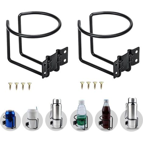 Bardusch-Lot de 2 porte-gobelets universels en acier inoxydable – pour voiture, bateau, laverie, tracteur, bar, bureau (noir) (1/5)