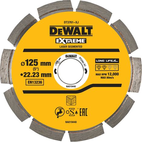 DeWALT - Disque à tronçonner diamanté pour matériaux durs 125x22,2 mm DT3761