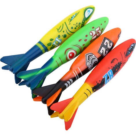 Lot de 4 jouets de piscine en forme de mine, jouets de plongée pour s'amuser sous l'eau et apprendre à nager. (1/5)