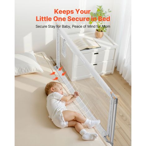 Barrière de Sécurité de Lit pour Enfants, Longueur 1,5 m, Barrière de Lit pour Tout-petits, avec Tube en Fer Renforcé, Tissu Oxford… (1/5)