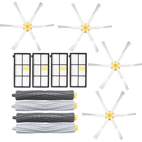 Kit de repuestos para aspiradoras robot iRobot Roomba serie 8/9, juego de 10 piezas (2 juegos de cepillos principales + 4 cepillos laterales + 4 filtros) (1/5)