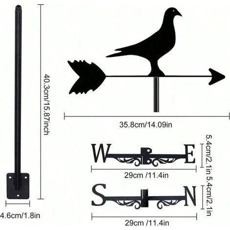 Dekorative Wetterfahne in Form einer Taube für den Außenbereich, ideal für Bauernhöfe, Gärten und Terrassen.