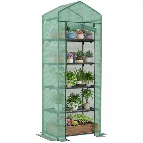 Serre de jardin 5 niveaux avec étagères acier et bâche PE 69 x (1/5)