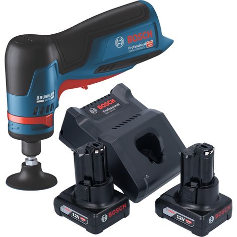 Bosch GWG 12V-50 S Smerigliatrice professionale a batteria 12 V 6 mm brushless + 2x batteria ricaricabile 6,0 Ah + caricabatterie