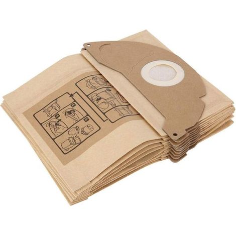 10er Pack passend für Kärcher Staubsauger der A2 S2500/WD-Serie, Zubehör, Staubbeutel, Papierbeutel