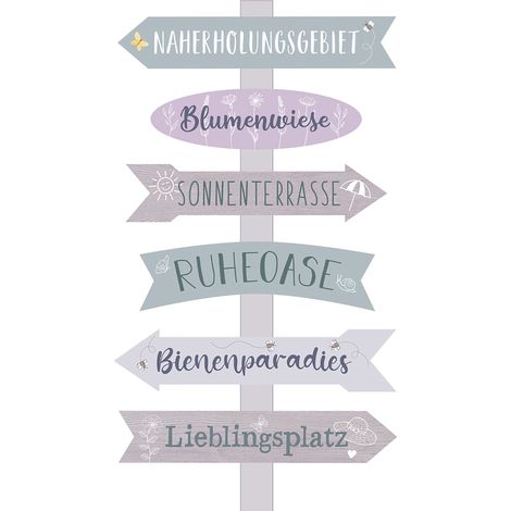 Holz Gartenschild H 76 cm - NAHERHOLUNGSGEBIET - Deko Wegweiser mit Erdspieß - Gartendeko Plankenschild Gartenstecker Richtungsanzeiger Gartenstab