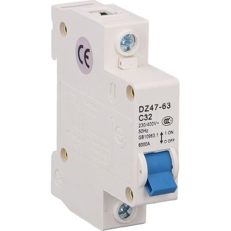 Disjoncteur 1P 32A pour rail DIN, capacité de rupture 6000A, 230V/400V, usage domestique et bureau (1/5)