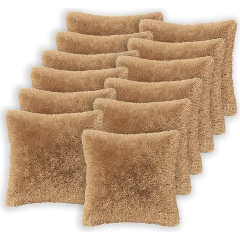 Federa 12 pcs HEERLEN Tortora 45 x 45 cm Fleece PV vidaXL