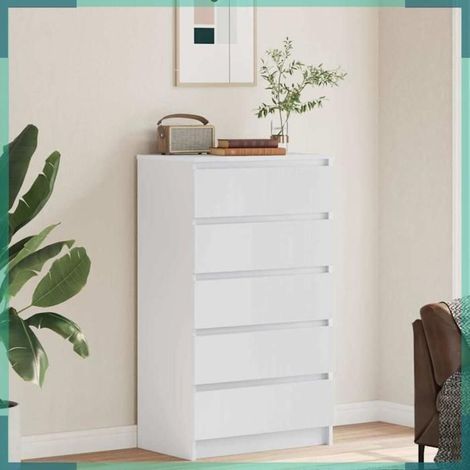 823016 Commode Blanc 60x36x103 cm Bois d'ingénierie (1/5)