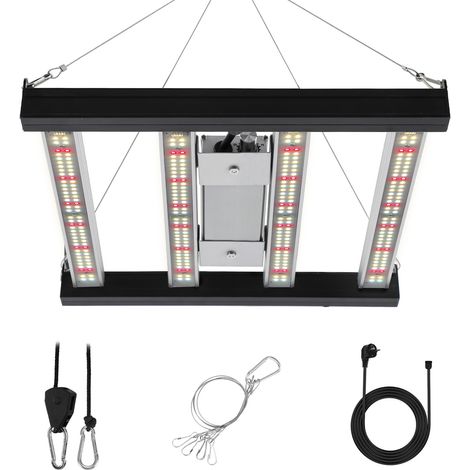 Randaco Lampada LED per piante da 120 W a spettro completo dimmerabile 4 barre luminose Lampada per coltivazione indoor nera (1/5)