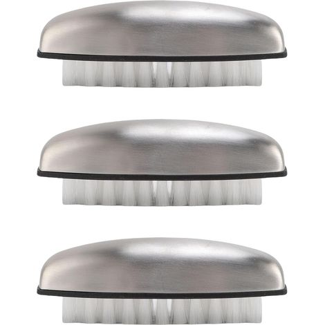 Juego de tres piezas de cepillos para uñas, cepillos para verduras y cepillos de uñas de acero inoxidable para uso en la cocina, frutas, verduras, carne y tablas de cortar. (1/4)