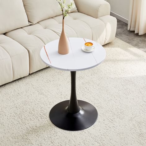 tavolo rotondo da pranzo MDF metallo bianco nero OKMYHOME (1/5)