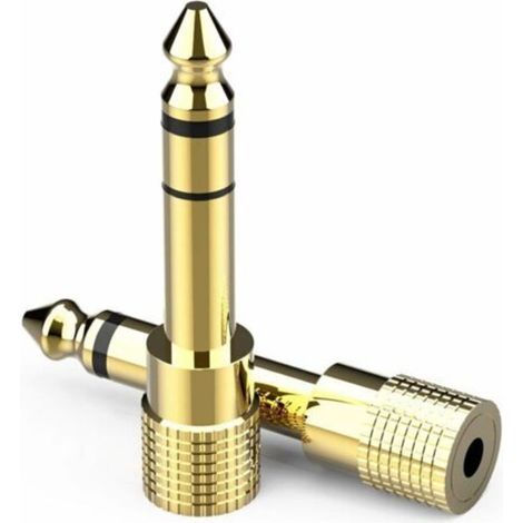 6.35mm Male to 3.5mm Female Audio Jack Adapter, 3.5 to 6.35 mm Gold Plated Adapter for Guitar, Piano, Amplifier, Stereo System, Smartphone - Pack of 2
