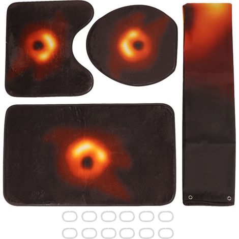 4PCS Shower Curtain Waterproof Non slip Mat Toliet Cover Rug Bathroom Set