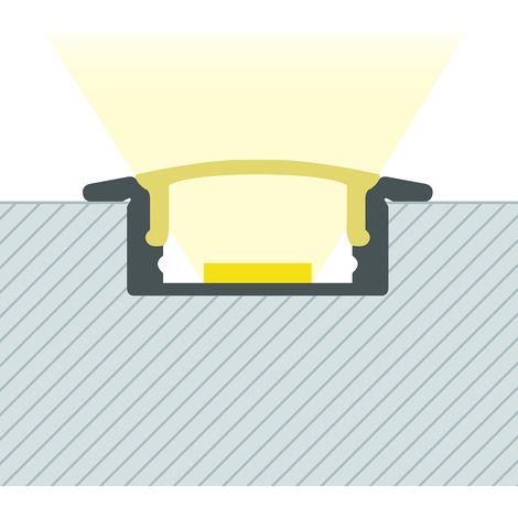 Ledkia – Profilé aluminium encastré 2m – Capot continu blanc translucide – Pour ruban LED jusqu'à 12mm – Aluminium anodisé pour dissipation thermique (1/5)