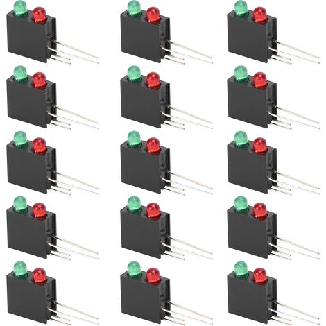 100 supports LED en plastique à double trou, base carrée noire incurvée à 90° avec lumière rouge et verte, diamètre 3 mm (1/5)