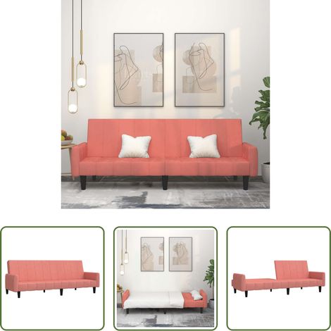 vidaXL Sofá cama de 2 plazas terciopelo rosa (1/5)