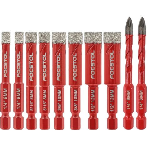 Fliesenbohrer Diamant Sechskant 6 8 10 12mm (6 8 10 12+6mm)2 (1/5)