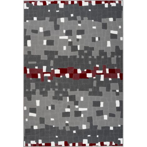 Tappeto moderno Vancouver a pelo corto rosso e grigio (1/4)