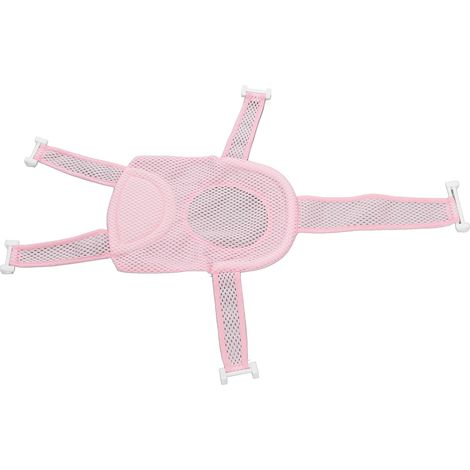 Fünfeckiges Stütznetz für Badewannensitz, rutschfest, verstellbar, atmungsaktiv, weiches Netz zur Unterstützung des Babykopfes, rosa. (1/5)