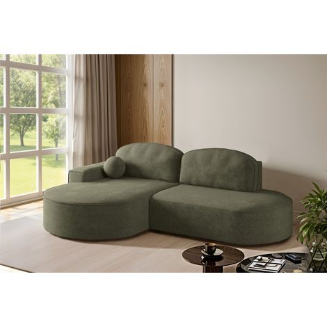 Ecksofa Schlafsofa Sofa GIRONA Stoff Arena Dunkelgrün Ottomane Links (1/5)