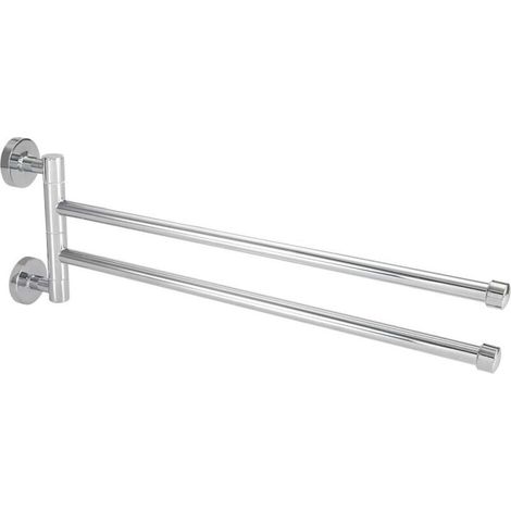 Portasciugamani a parete girevole a 180° (2 bracci), in acciaio inox, con barra portasciugamani cromata -Crezuo