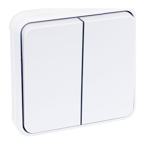 60832 Eur'ohm Oxxo Interrupteur étanche Double Va-et-vient Blanc Ip55 Composable