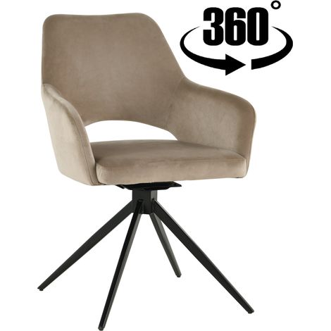 Chaise pivotante rembourrée en velours beige ERIM (1/3)