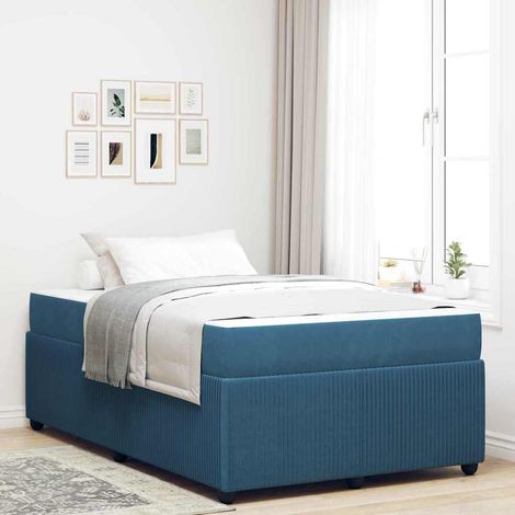 vidaXL Bettrahmen mit Matratze Blau 120 x 200 cm Stoff (1/5)