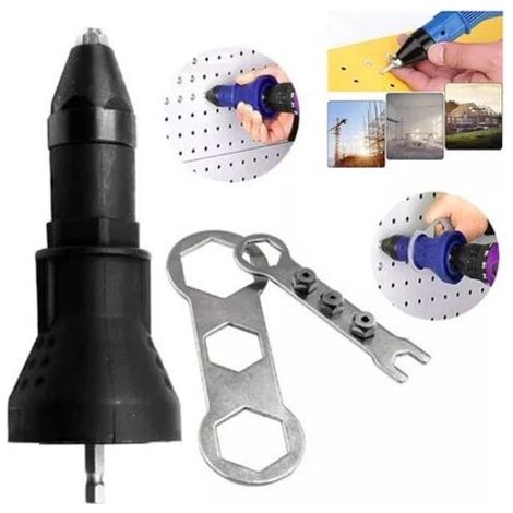 Pince à riveter électrique pour perceuse sans fil électrique riveteuse riveteuse adaptateur pistolet à riveter sans fil kit d'outils de rivetage adaptateur de perceuse accessoire (1/5)