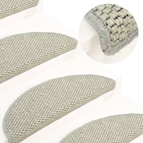 15 pcs Tapis d'escalier autocollants, Tapis de marches, Marchettes D'escalier 65x21x4 cm Gris MKS82615 (1/5)