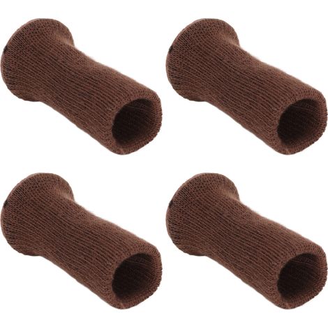 4er-Set Möbelbeinsocken, geräuschlos, rutschfest, abriebfest, gestrickt, Stuhlbeinschoner, dunkelbraun (1/5)