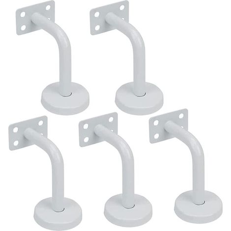 5pcs Supports de Main Courante d'Escalier, Supports Acier Inoxydable Blanc de Rampe d'Escalier-60x80mm-Vis de montage fournis-Pour Fixation Rampes d'Escalier et garde corps Intérieure et Extérieure——A (1/4)