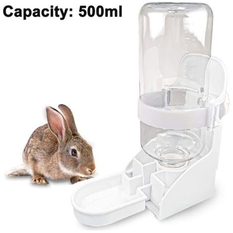Fontaine à eau suspendue pour lapin – Distributeur automatique sans fuite, en acier inoxydable, 500 ml, fixation murale (1/4)