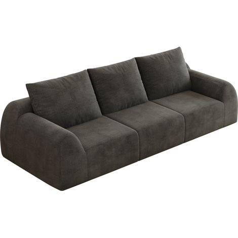 Divano componibile in tessuto chenille grigio scuro 257 cm senza montaggio (1/5)