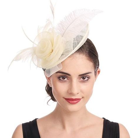 Accessori per capelli con piume per la sposa – Bianco crema (1/5)