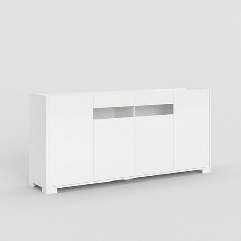 Buffet 4 Portes 174 X 40 X 81 Cm Blanc Brillant (1/3)