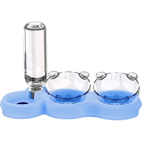 Gamelles surélevées inclinées à 15° en plastique pour chats, bouteille d'eau automatique, distributeurs de nourriture et d'eau pour animaux de compagnie (1/5)