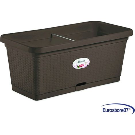 fioriera natural moka con riserva d'acqua cm. 80 ruote- cm. 80x40x34h - lt. 66 (1/4)