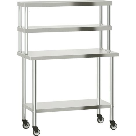 Table de travail de cuisine avec étagère 110x55x150 cm inox